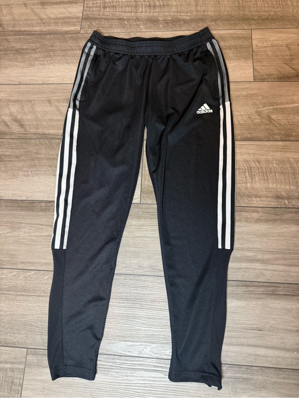 Adidas Women Black Track Pants with White Stripes